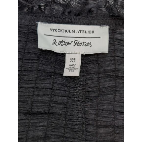 Stockholm Atelier & Other Stories Black Flounce Scrunch Lace Up Cropped Top 6 - Picture 3 of 10